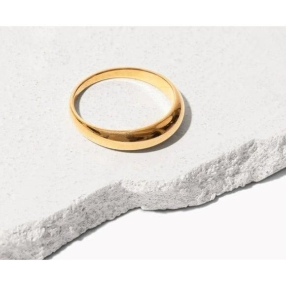 Gold ring Dome 18K waterproof Gold Ring stacking ring Gold Dome Ring size 5-8 - Picture 5 of 12